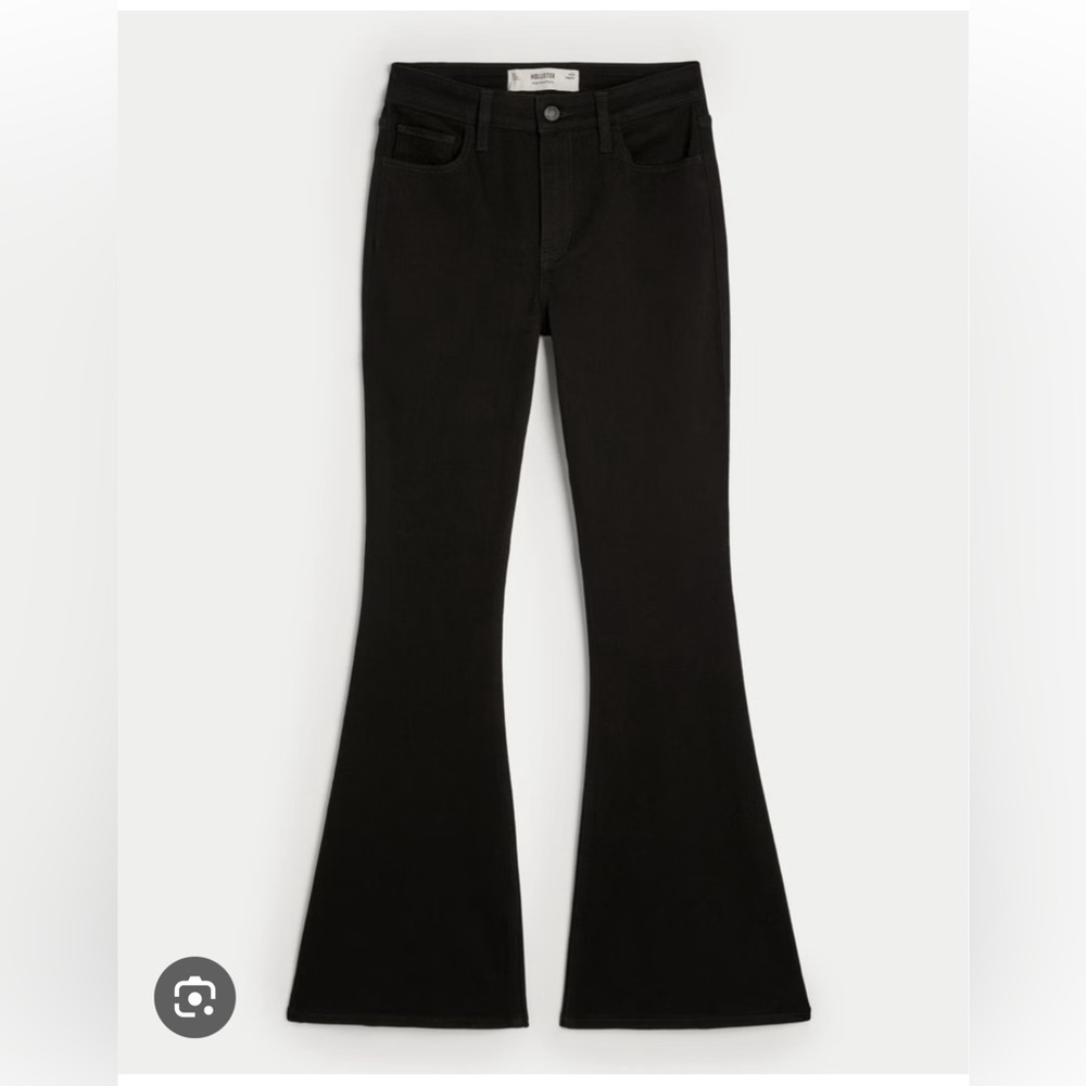 Hollister High Rise Black Flare Wide Leg Jeans Size 2/ W26